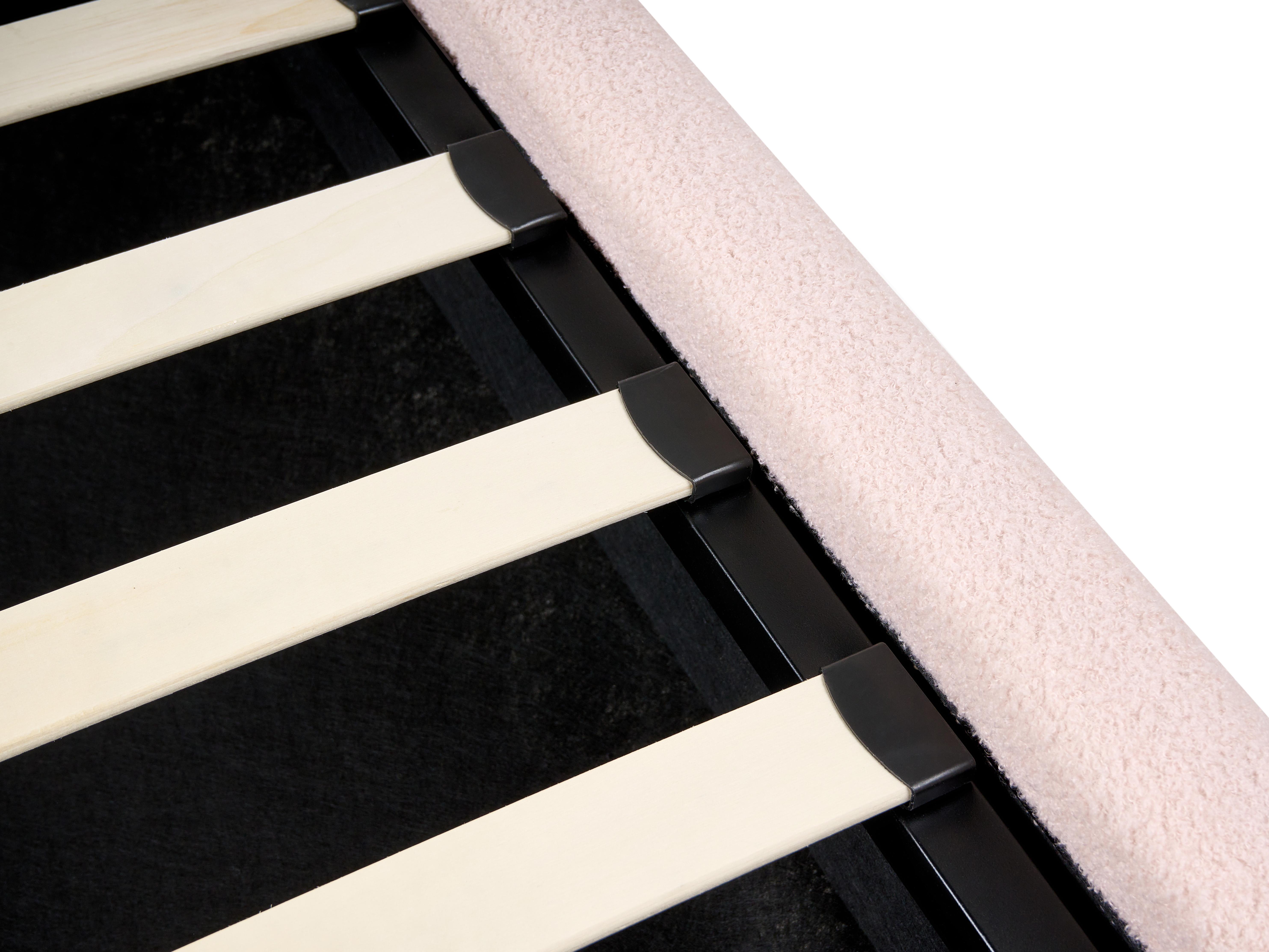 Bed met opbergruimte Bouclé BLAGNAC 90 x 200 cm Roze