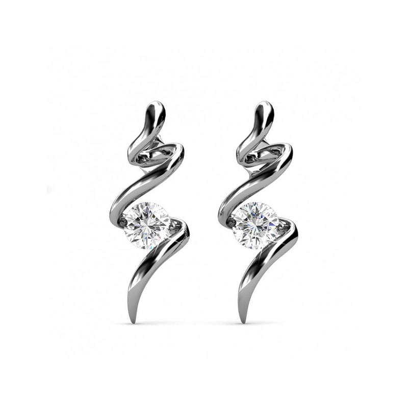 Boucles d'oreilles Spiral - Argenté et Cristal