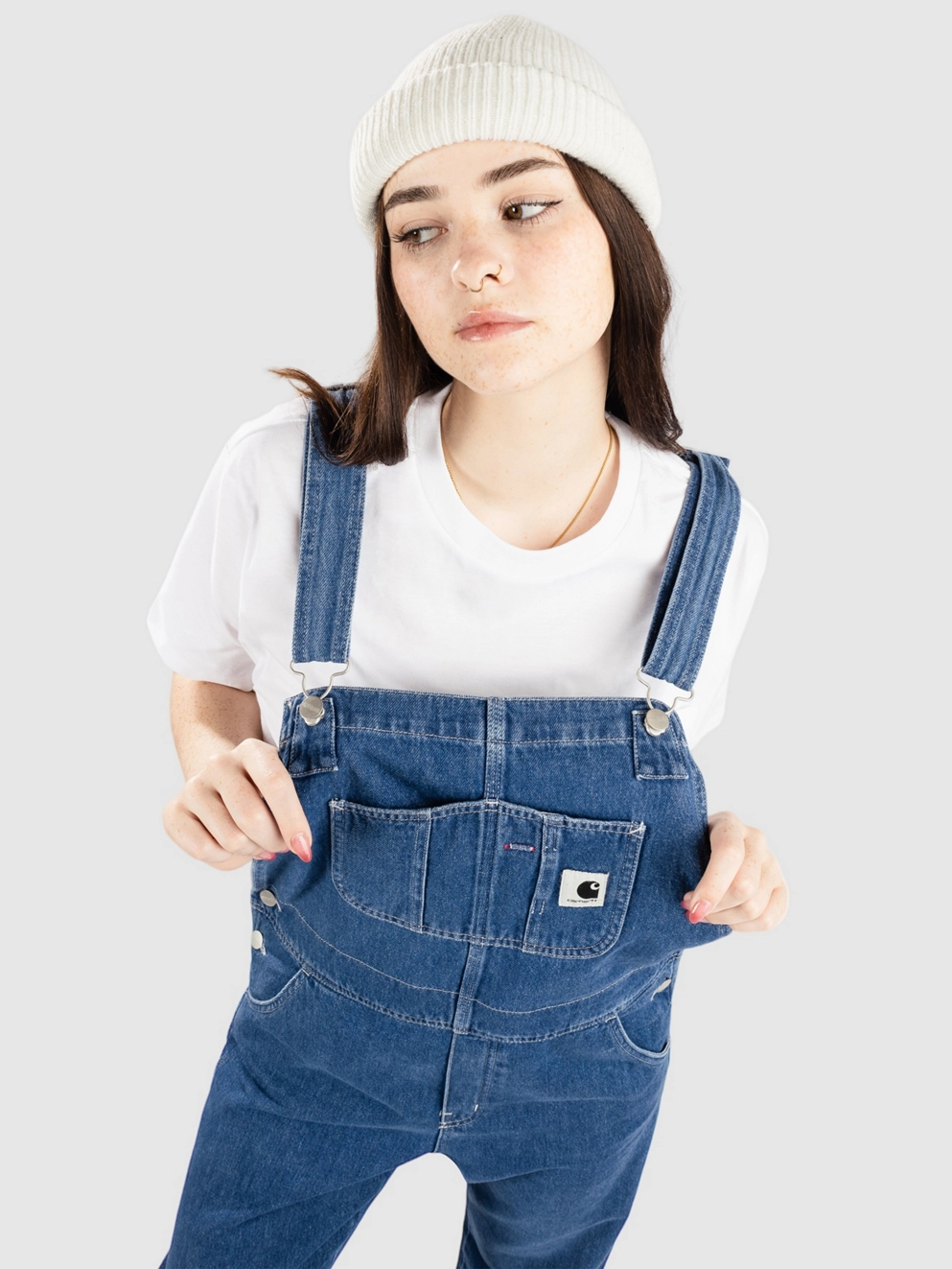 Carhartt WIP Bib Overall Straight Dungaree Jeans stone washed blue