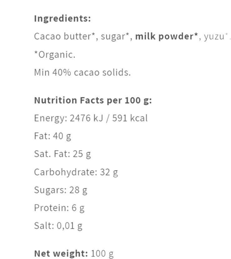 Friis-Holm White Yuzu 40 %, Equador