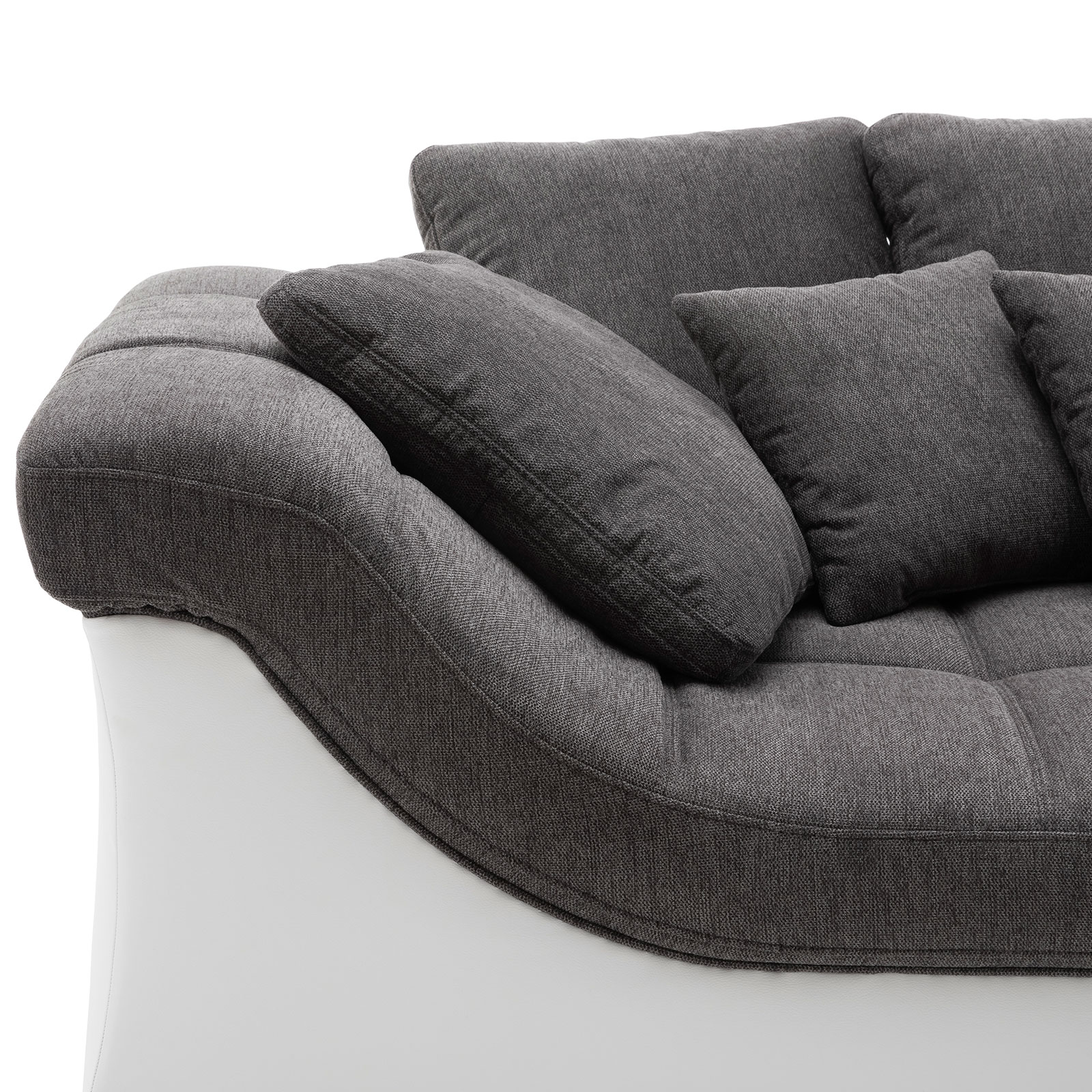 Ecksofa - anthrazit-weiß - beidseitig montierbar