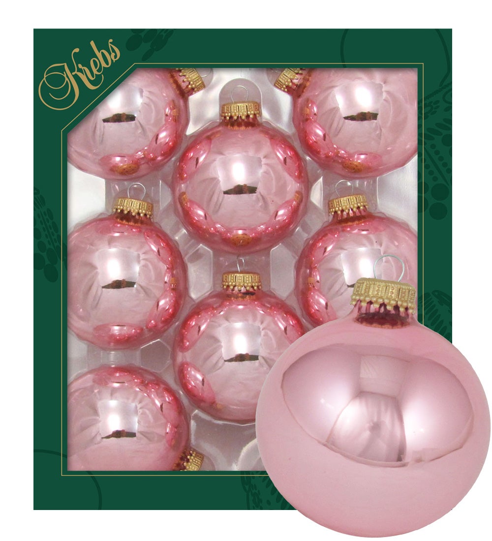 Dusty rose 7cm glazen kerstballen, effen, 8 stuks, kerstballen, kerstversieringen, kerstbomen ornamenten