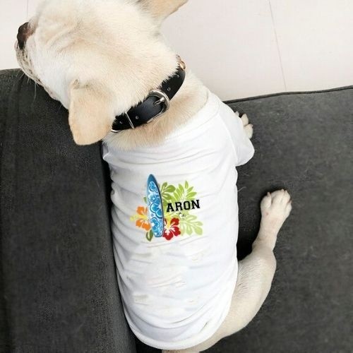 Camiseta havaiana personalizável para cães, branca