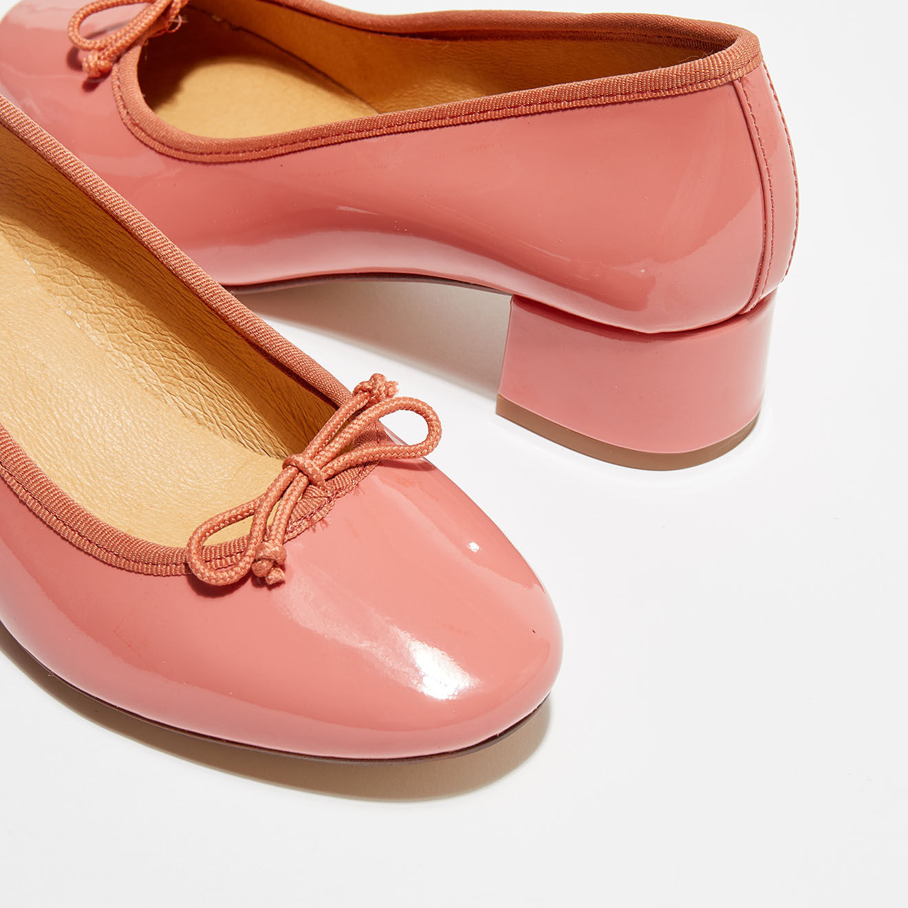 Quartier Latin Ballerines en Cuir Vernis Diane corail - Talon 3.5 cm