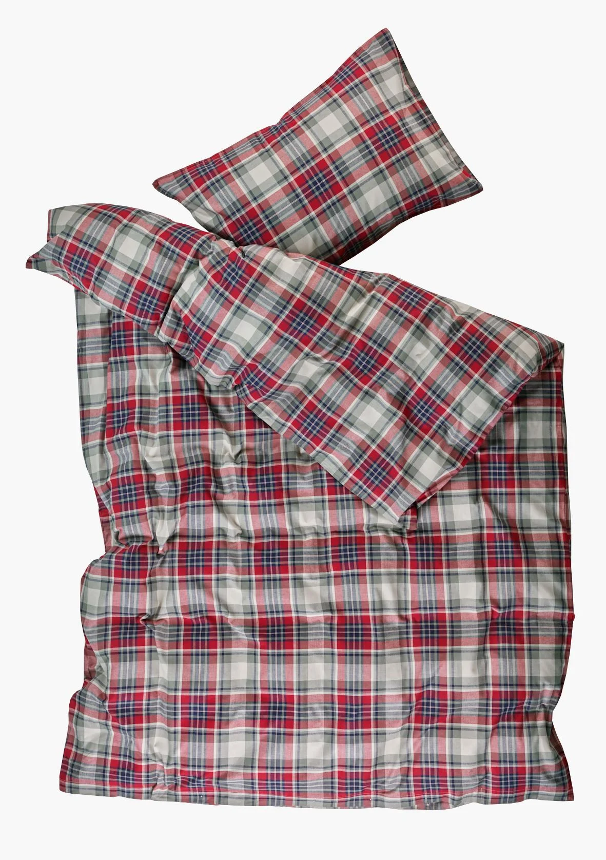 Garnfarget bomull sengesett multi rød - 140x220 cm