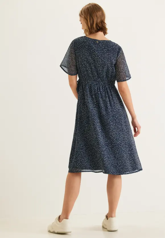 Chiffonkleid in Wickeloptik - deep blue