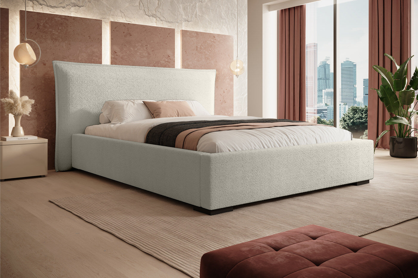 Trae Mobler Nevada 140 x 200 cm Bed Beige Bouclé