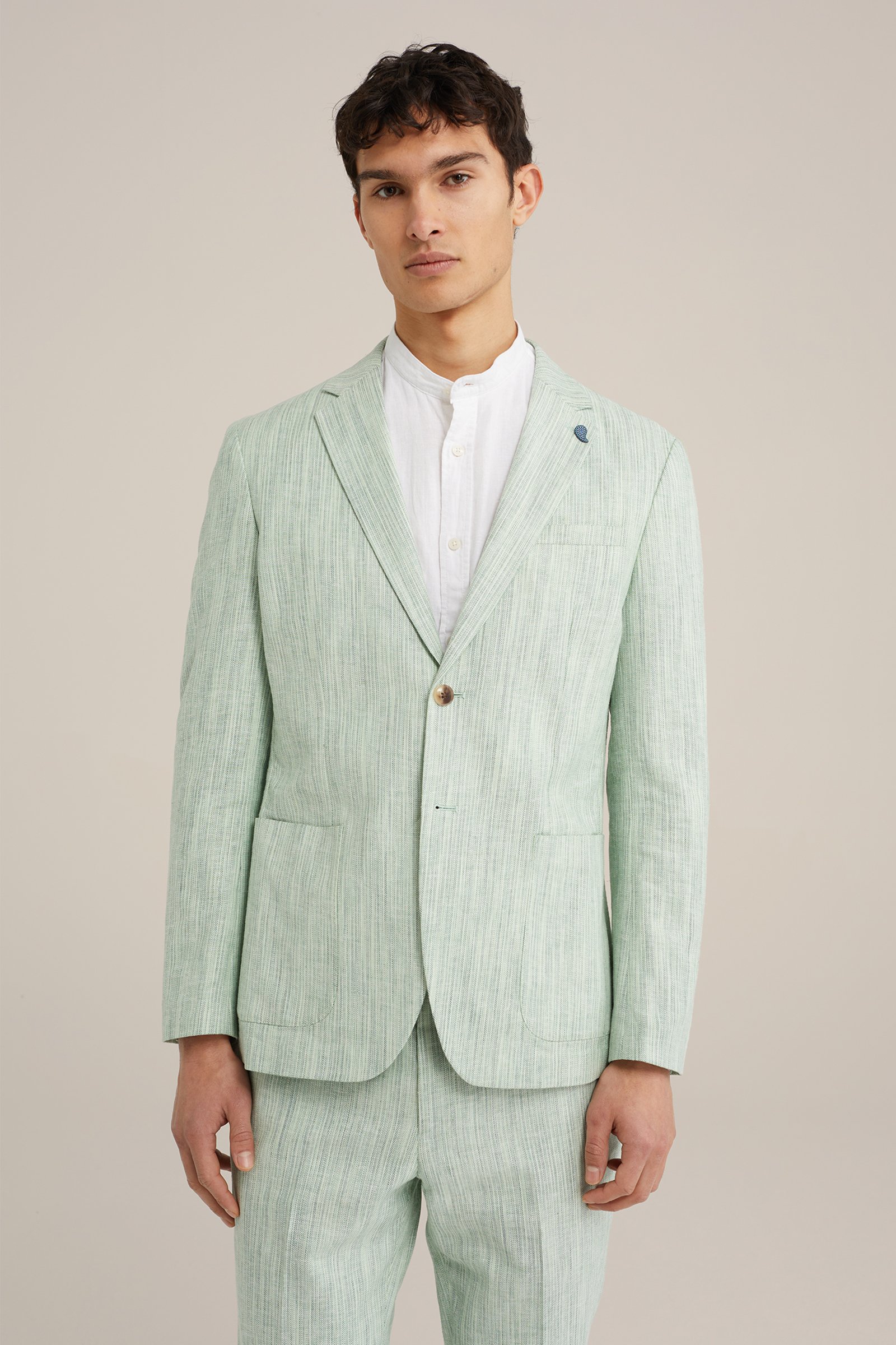 slim fit blazer met dessin WE Fashion Pastelgroen