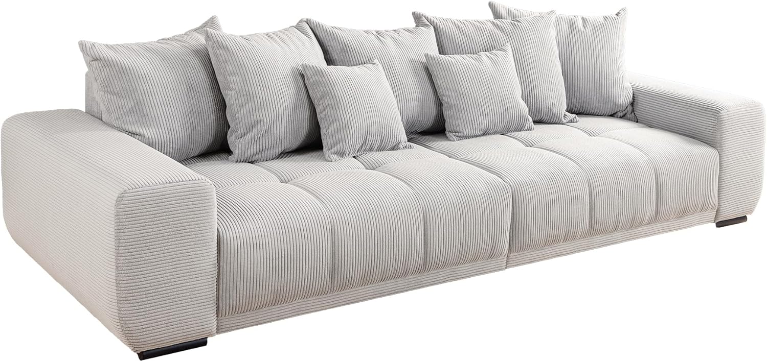 Riess Ambiente Modernes XXL Sofa ELEGANCIA - 285cm - Champagner beige - Cord inklusive Kissen Bigsofa XXL-Couch Federkern-Polsterung Rundum Bezug