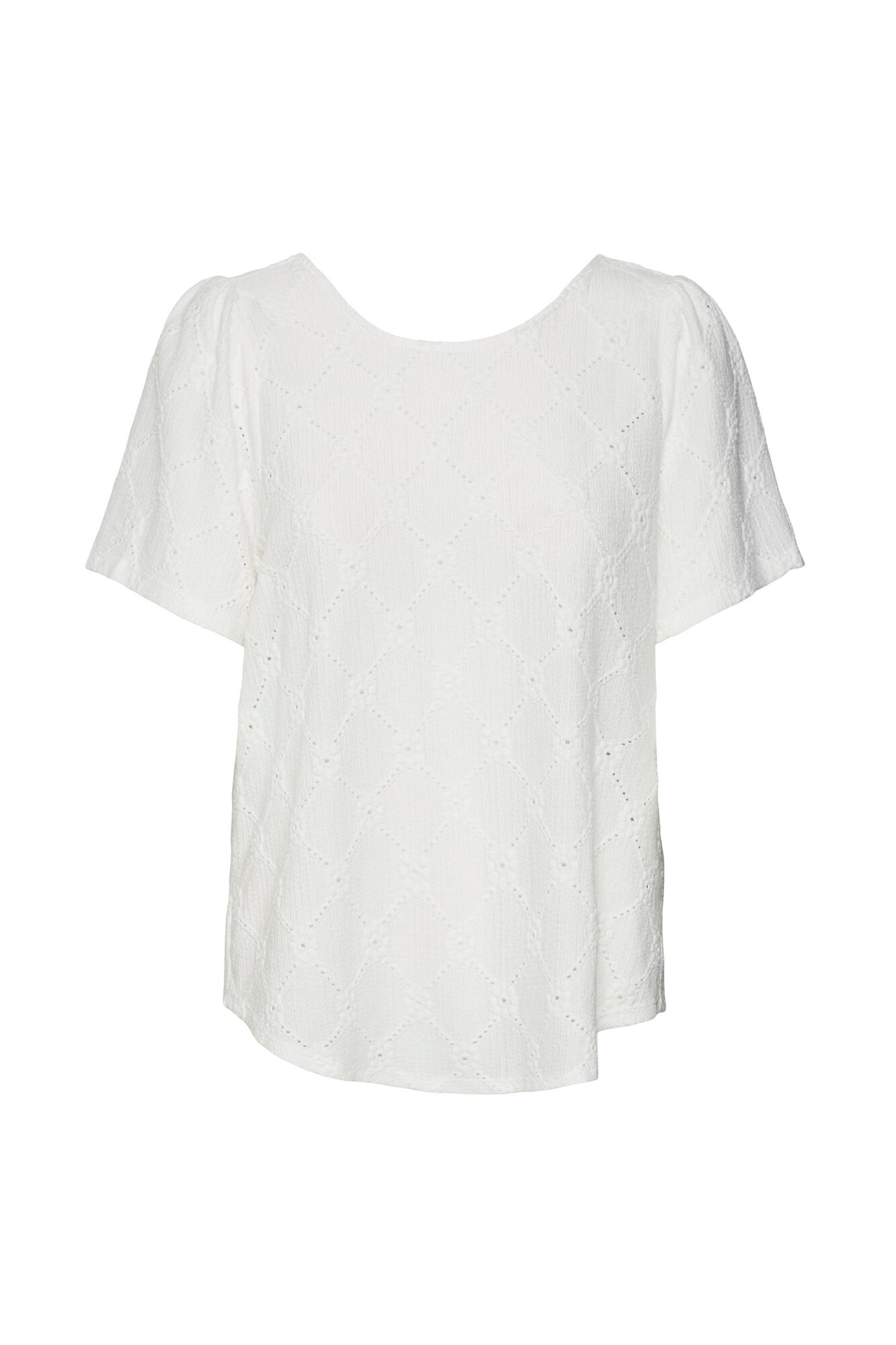 Blusa fluida de manga curta e decote redondo - Branca