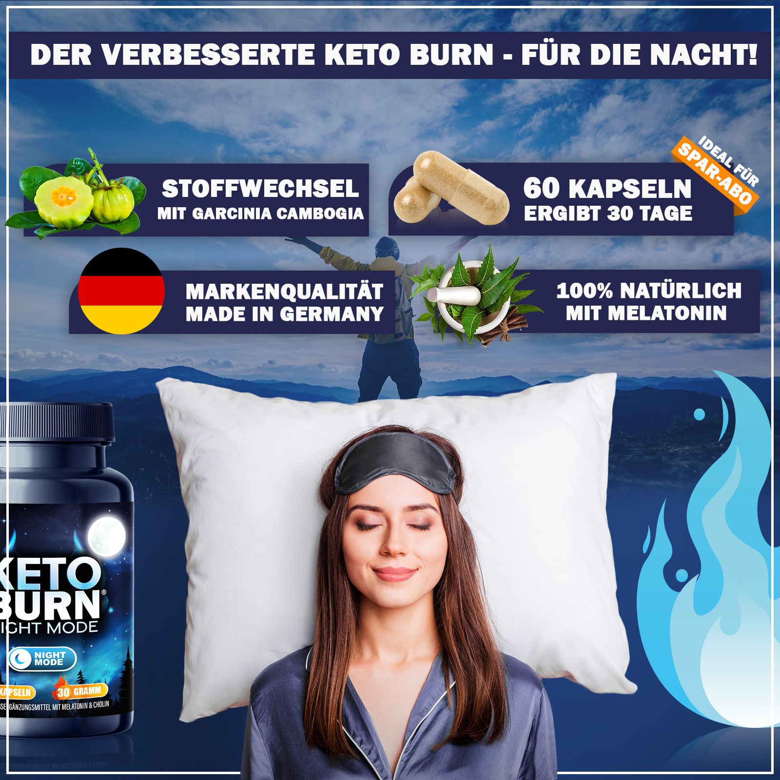 Keto Burn® | Night Mode | Abnehmen beim Schlafen mit Melatonin
