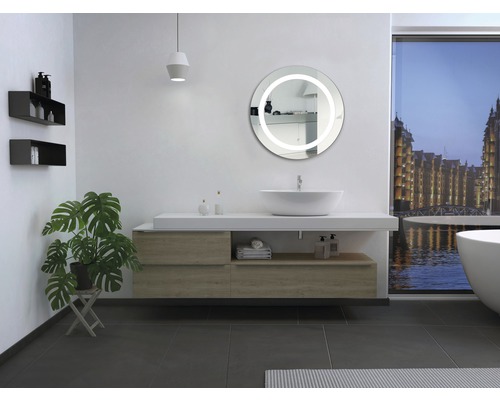 LED badkamerspiegel Silver Sun met aluminium frame Ø 59 cm IP 24 (spatwaterdicht)