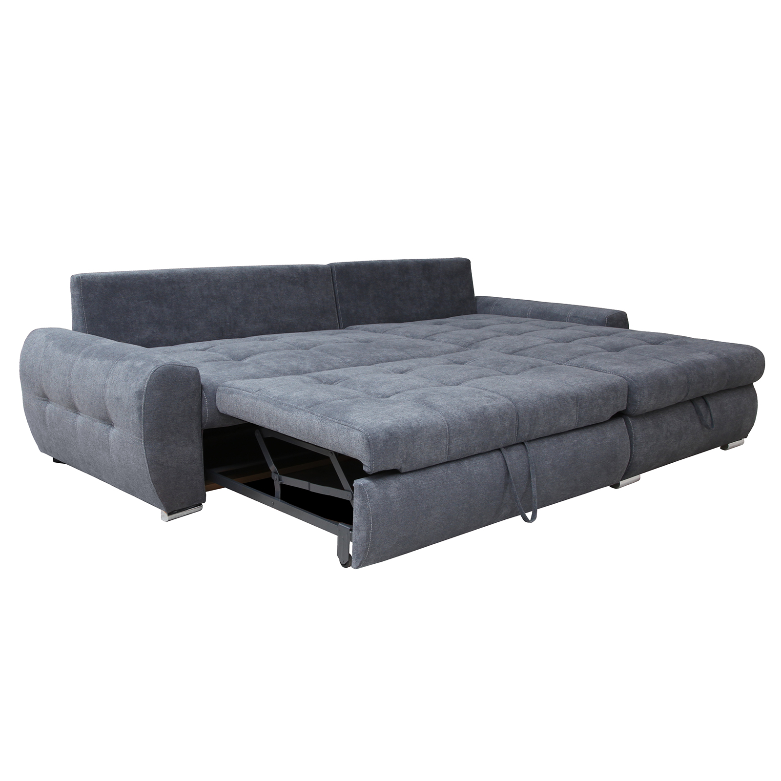 Ecksofa - grau - mit Liegefunktion und Staukasten