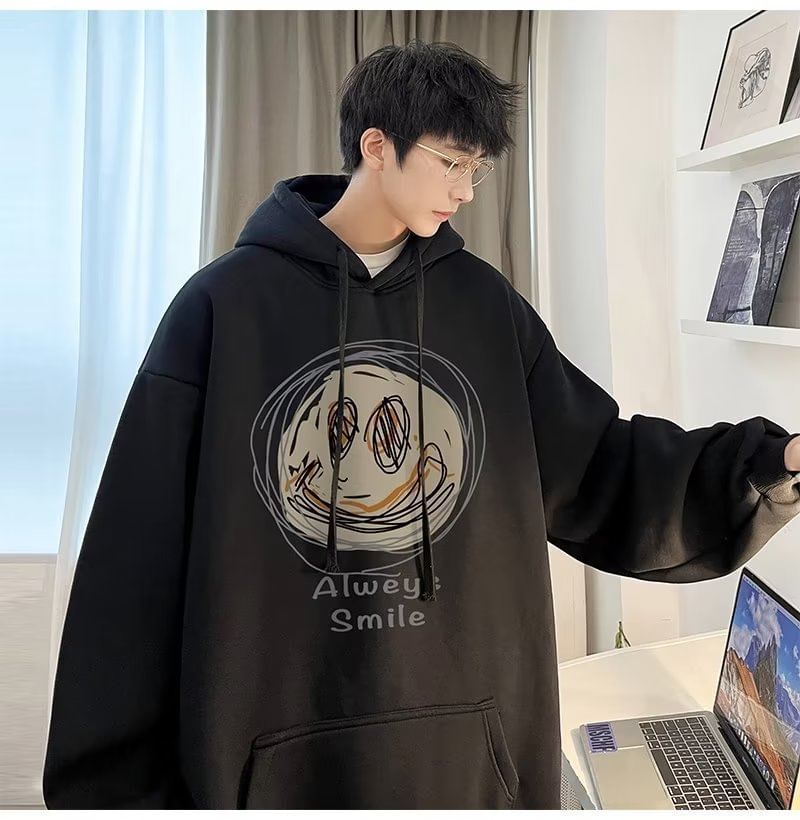 Lingaris - Hoodie met smileygezichtprint
