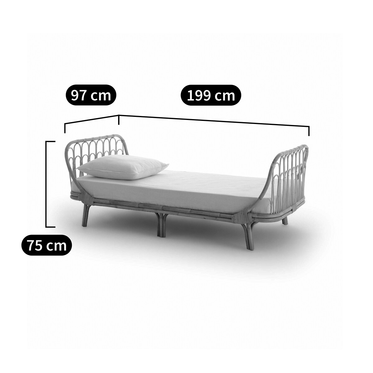 AM.PM<br>Cama infantil de rattan com base, Meïdo