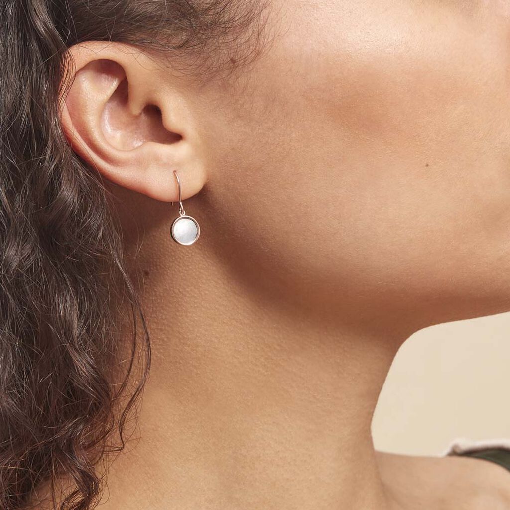 Boucles D'oreilles Pendantes Joana Or Rose Nacre