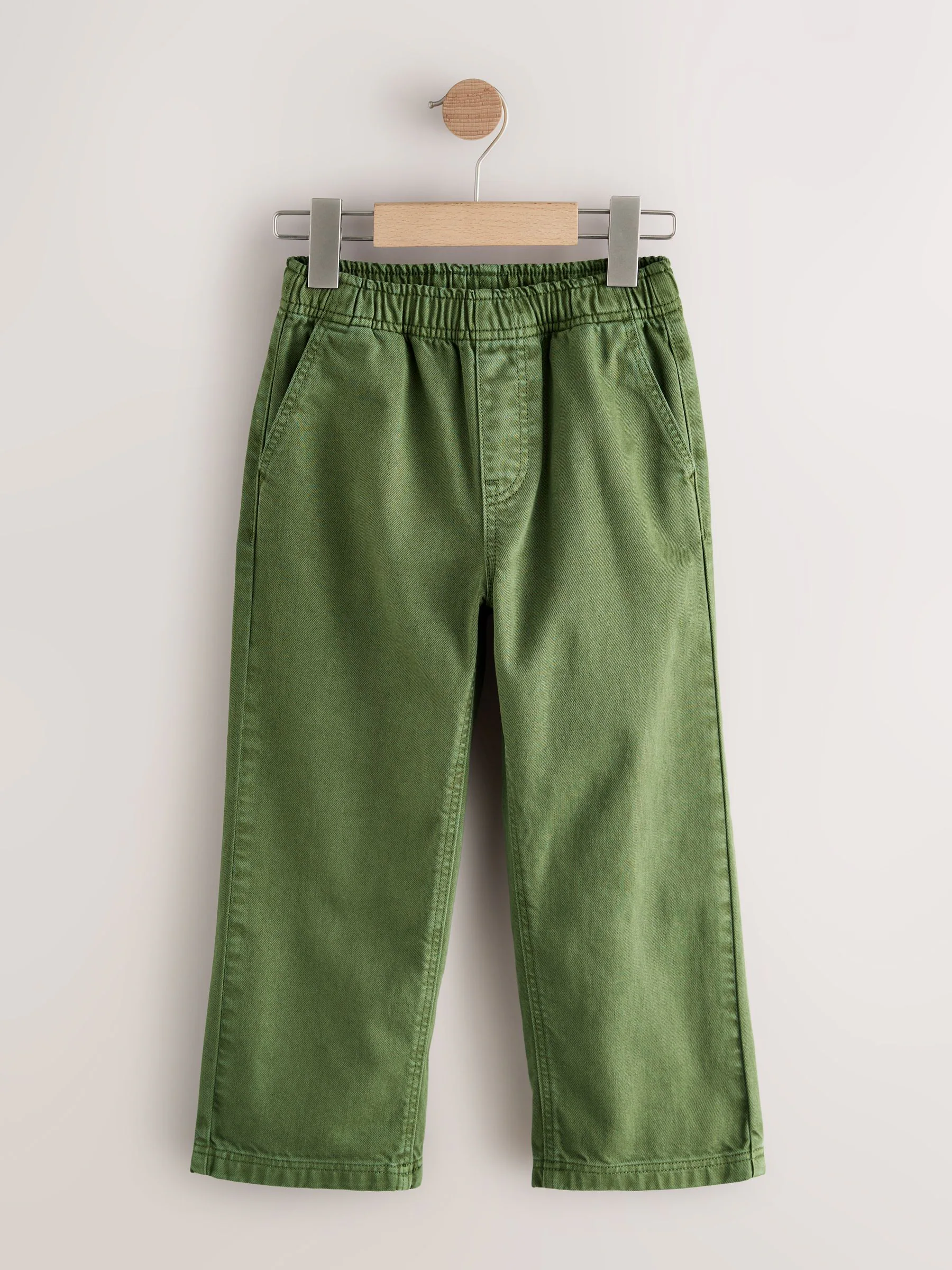 Kakigroen - Twill jeans met aantrekkoord (3-16jr)