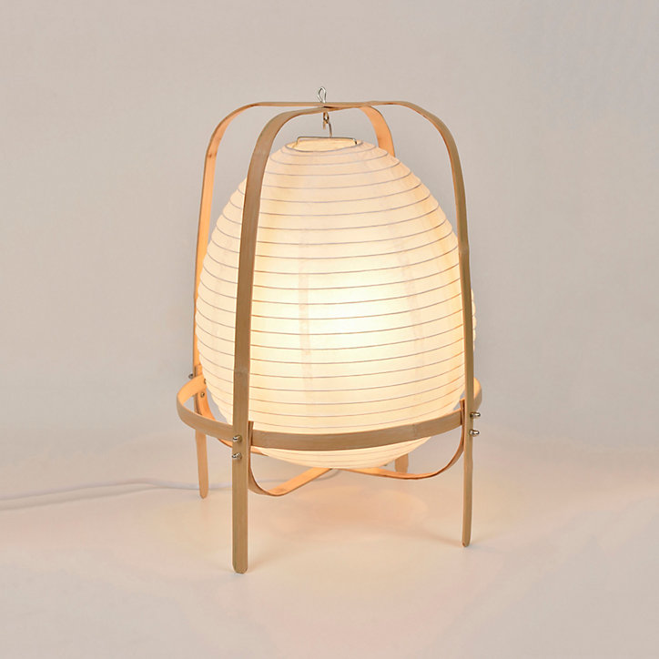 Lampe à poser Akemi IP20 E27 40W H.40 x Ø30 cm papier japonais, bambou, blanc Corep