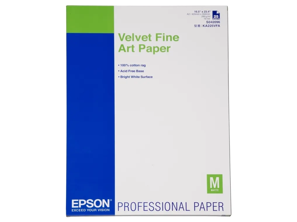 Epson Fine Art Velvet - Fløjl - A2 (420 x 594 mm) 25 ark fint kunsttrykpapir - for SureColor P5000, P800, SC-P10000, P20000, P5000, P7500, P900, P9500