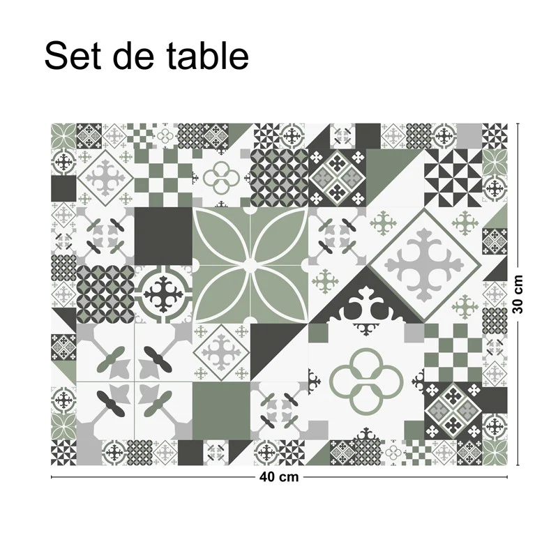 Lot de 4 sets de table L 40xl 30cm - CIMENT STYLE OLIVE 99deco