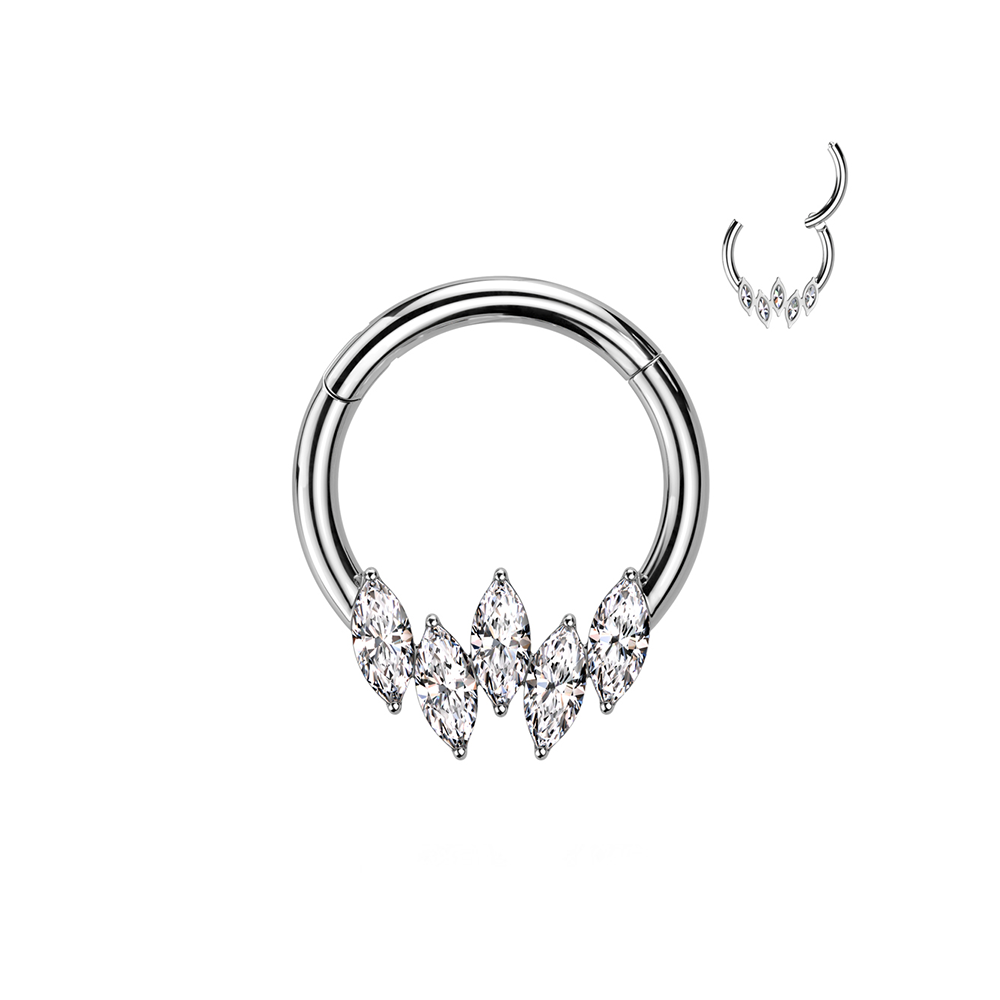 (8mm) Helix / Tragus / Septum 316L Chirurgenstahl Mehrzweck Piercing Ring mit Klickverschluss - Silber