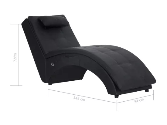 Prolenta Premium - Chaise longue de massage avec oreiller Noir Similicuir