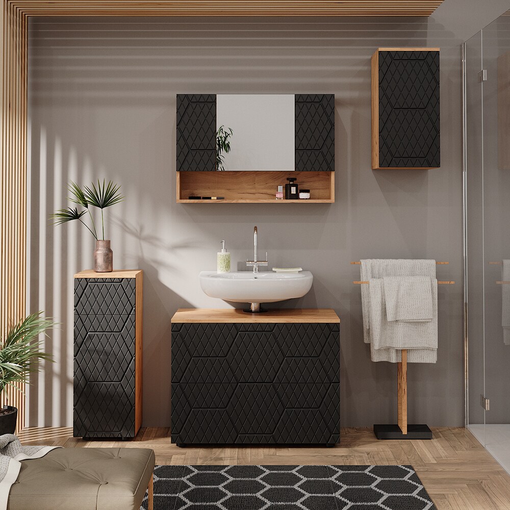 Vicco Badspiegelschrank Irma Eiche Anthrazit 80 x 55 cm Badezimmer