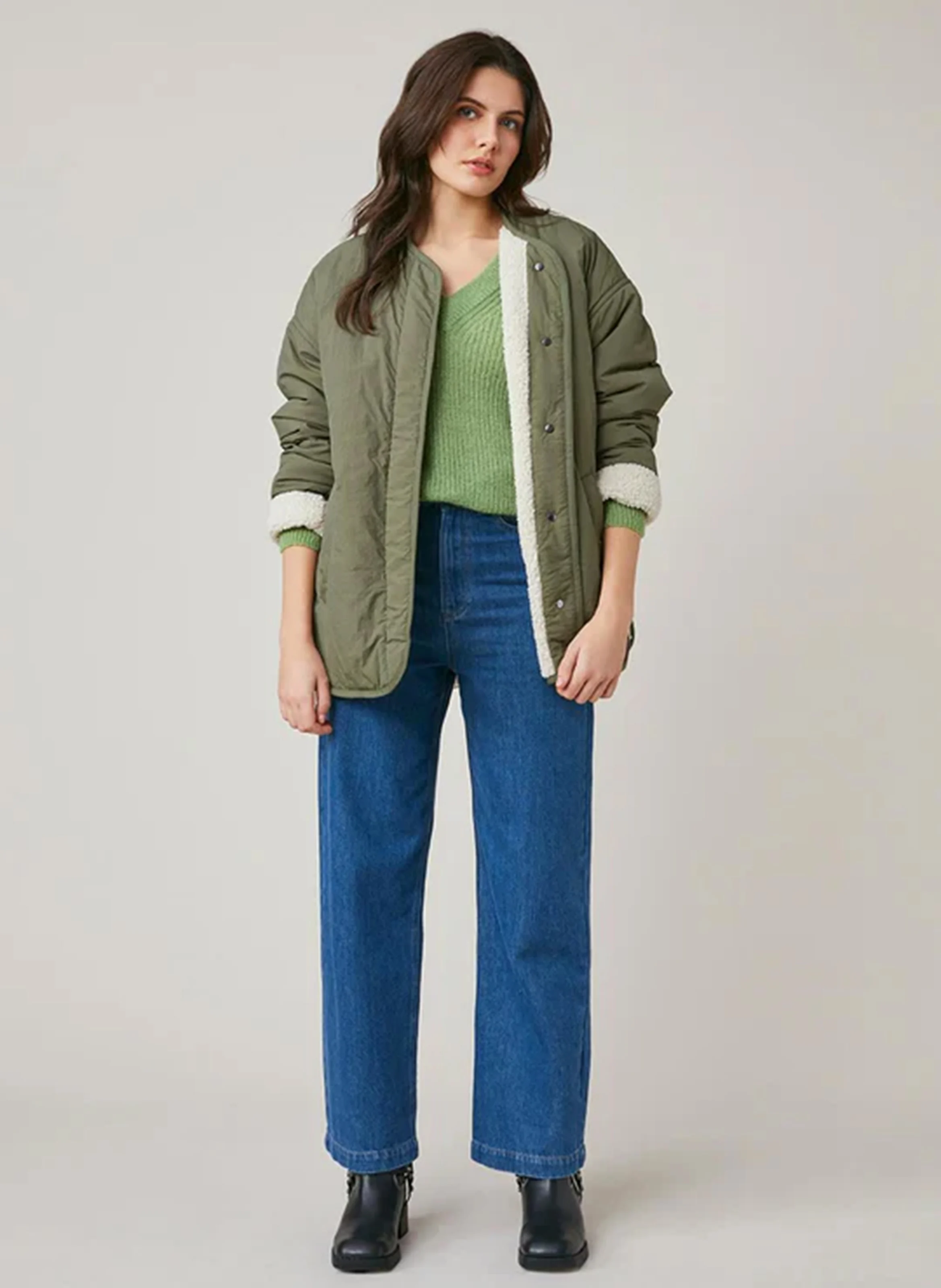 FALLOU - Veste oversize réversible à encolure V | Kaki