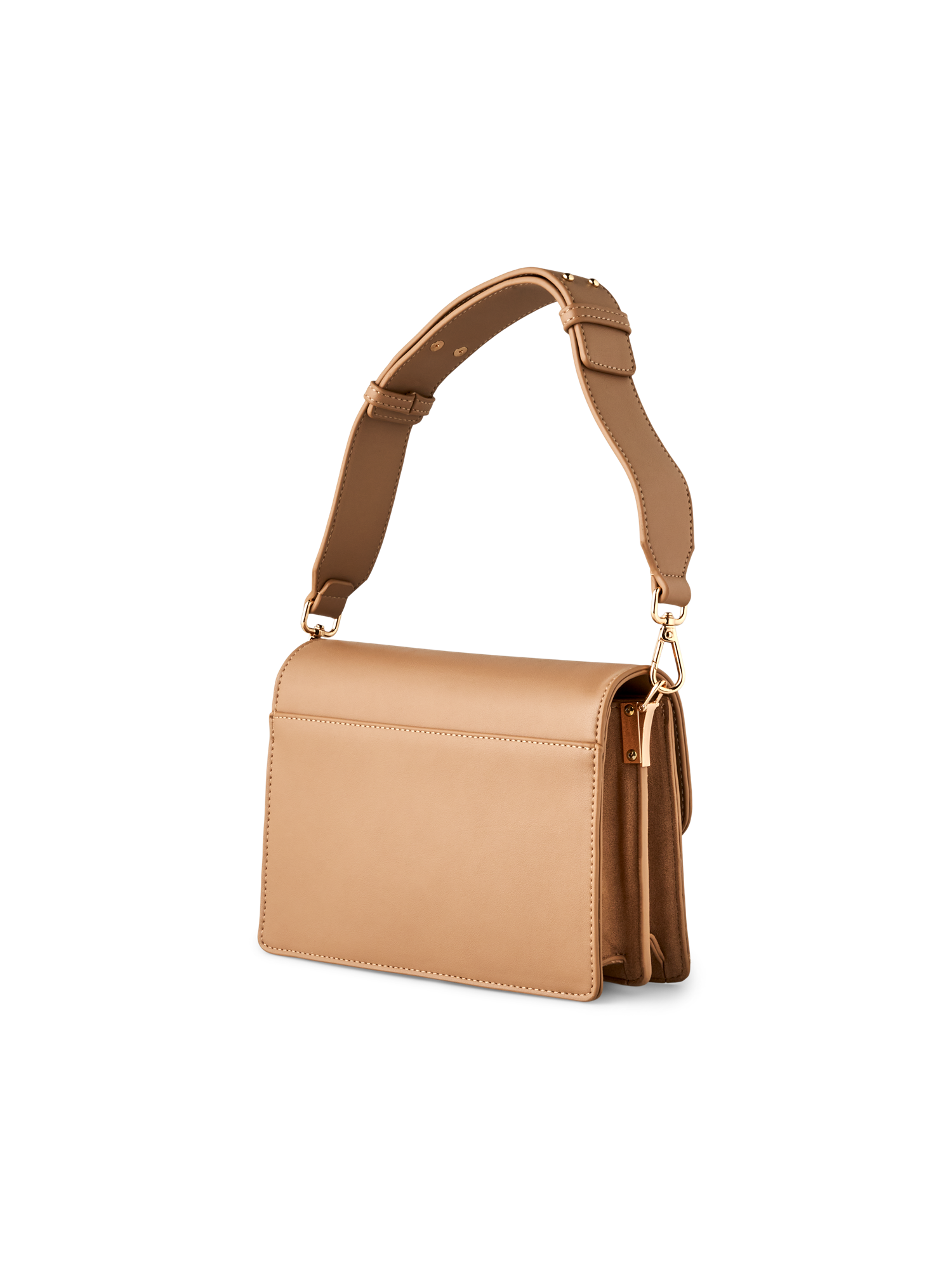 Hanna-håndtaske | Polyuretan. 22,3 x 9 x 15,2 cm. | Camel | Noella