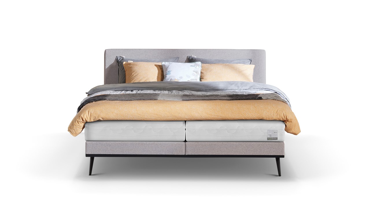 Boxspring Viggo met Silver Pocket Deluxe Foam matras oakland grijs