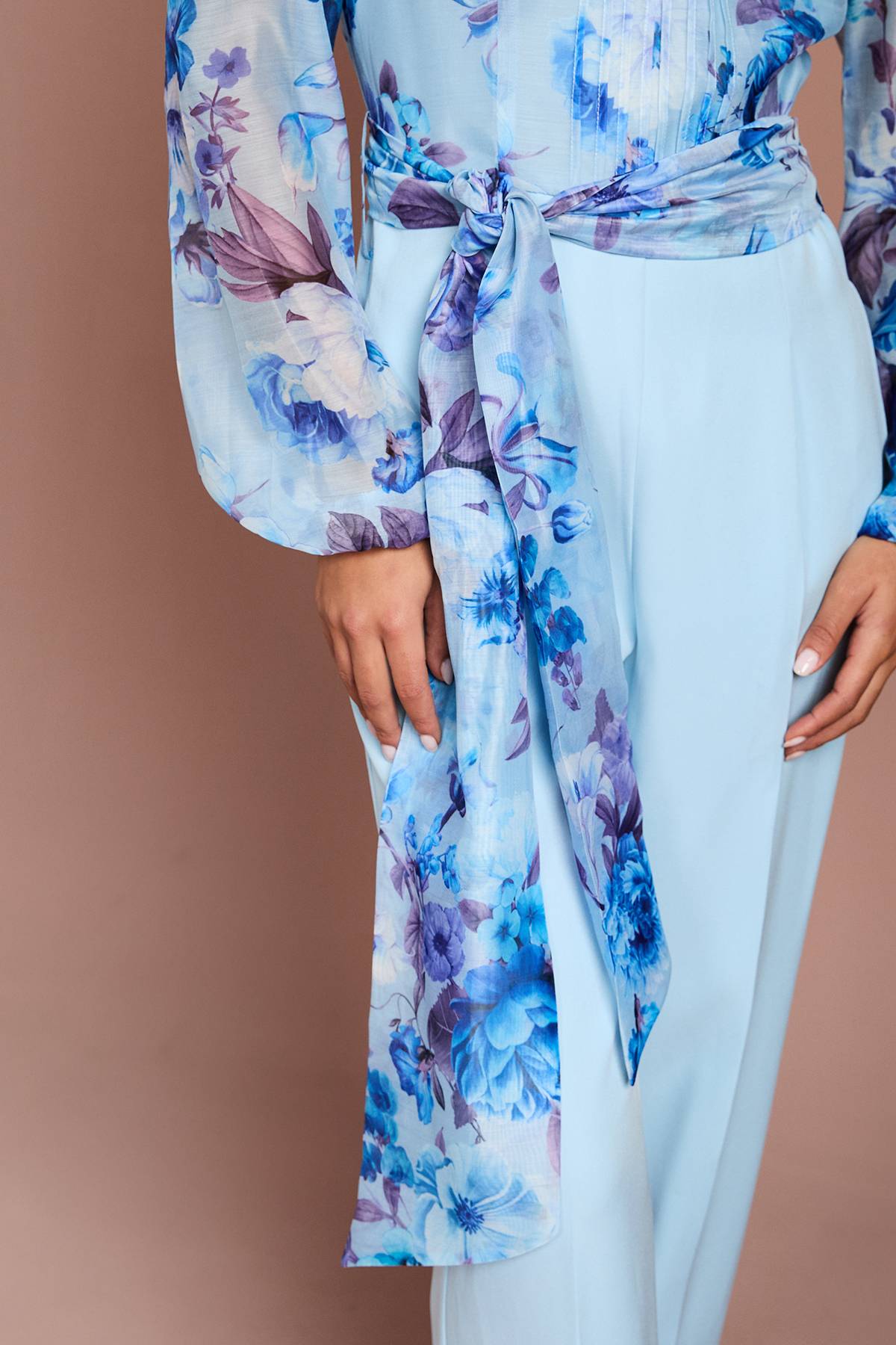 Coast Combinaison-Pantalon Large Invitée Mariage avec Manches Bouffantes et Détails Plis Piqués