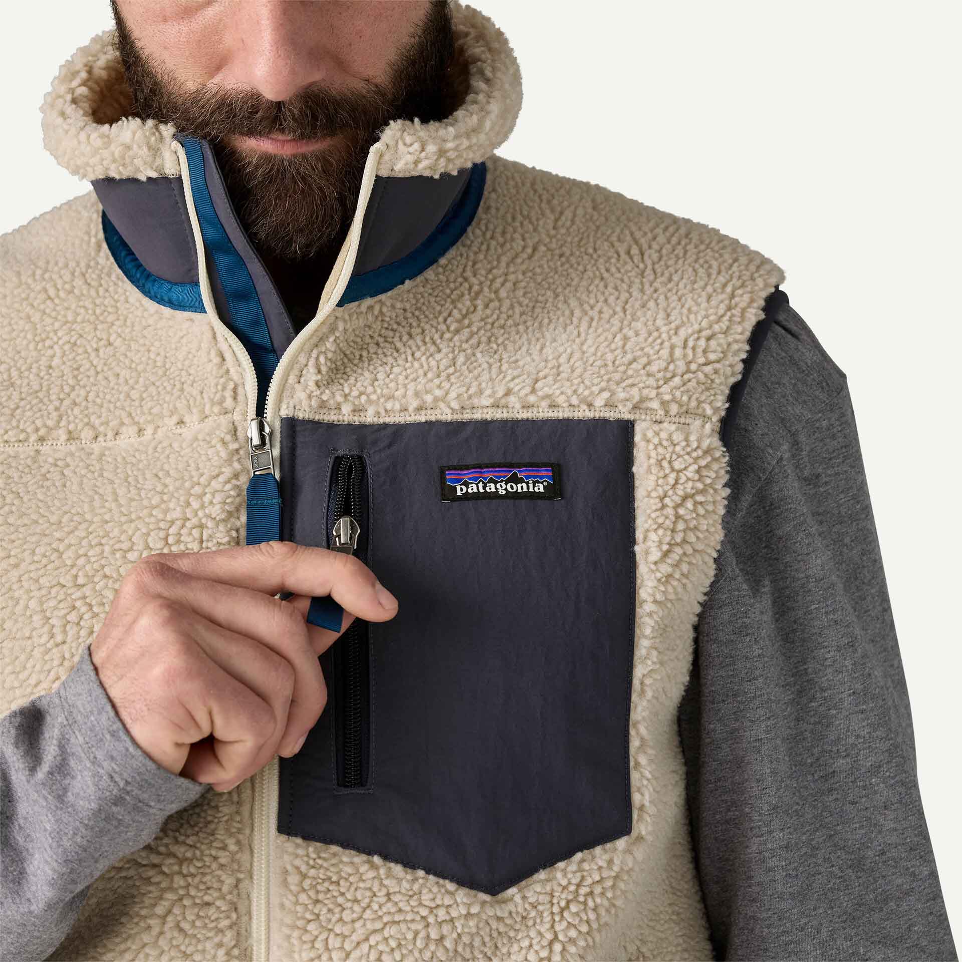 Classic Retro-X Vest Herre Natural w/Smolder Blue