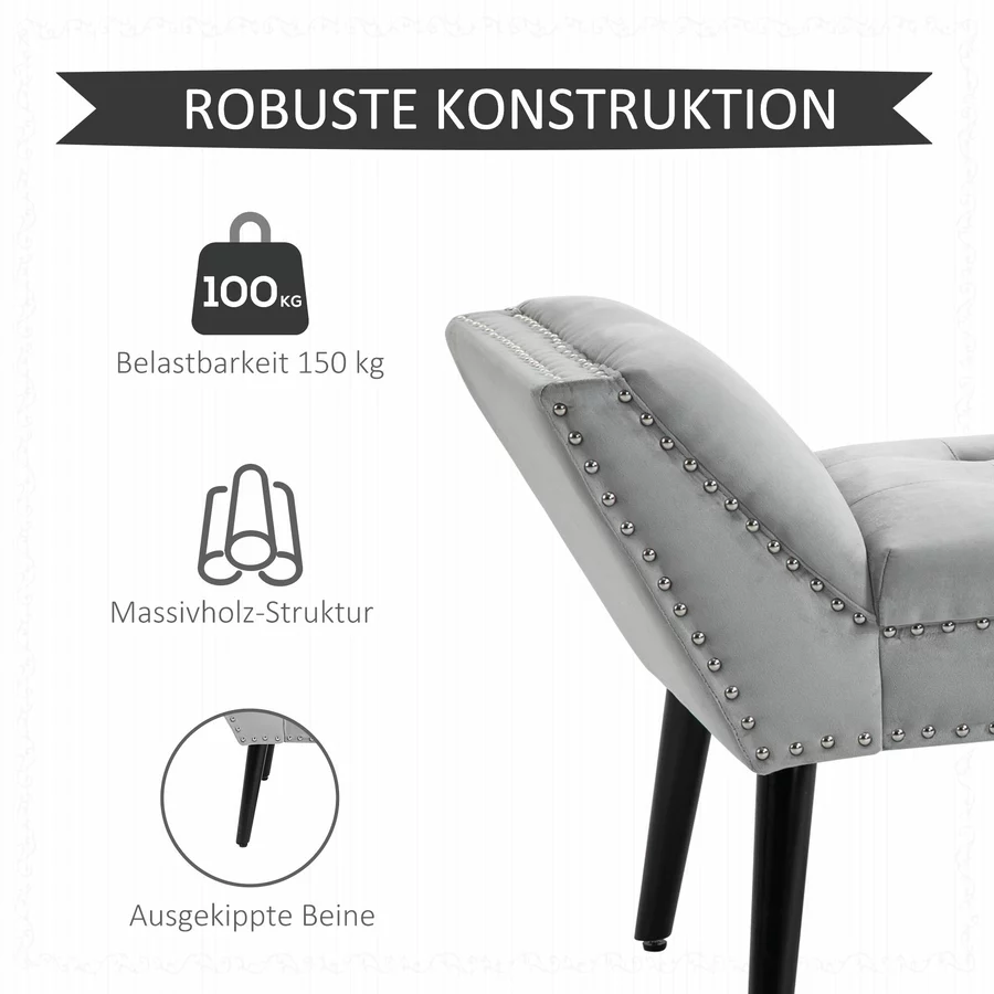 HOMCOM Sitzbank mit  trapezförmige Armlehne hellgrau