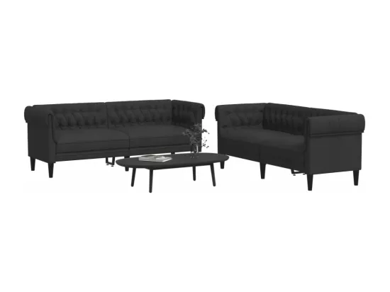 Ensemble de canapés 2 pièces noir tissu