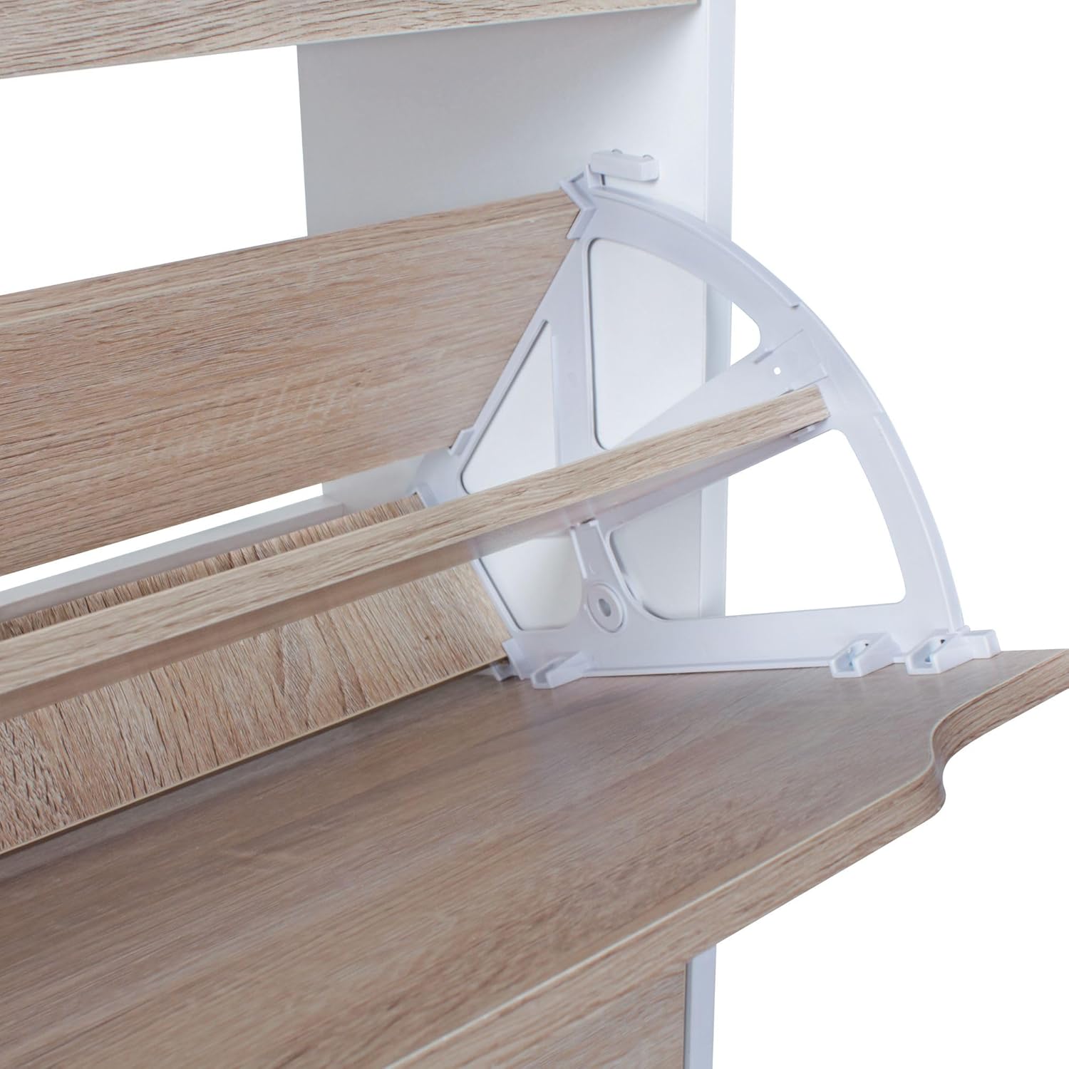Wohnling Schuhschrank mit 4 Fächern zum Klappen Schuhkommode 150 cm Schuhregal für 24 Paar Schuhe Kommode Schuhkipper modern