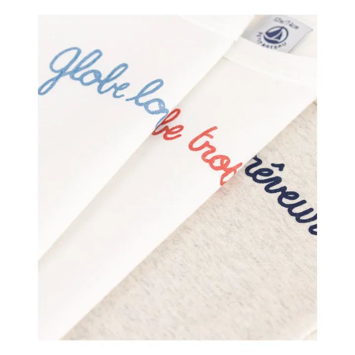 Petit Bateau Lot 3 Bodies Message | Ecru
