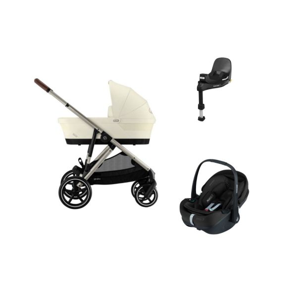 Cybex Gazelle S Kinderwagen 4-in-1 - Taupe - Seashell Beige | Cybex Cloud G i-Size Plus Autostoeltje | Cybex Base G - Black