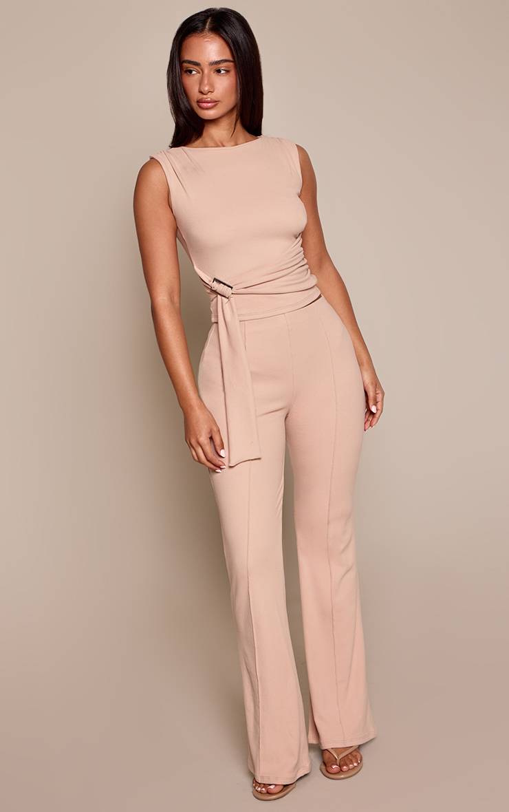 Sable Pantalon Droit À Détail De Couture Frontale Petite