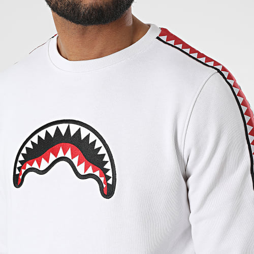 Sweat Crewneck A Bandes SP023 Blanc