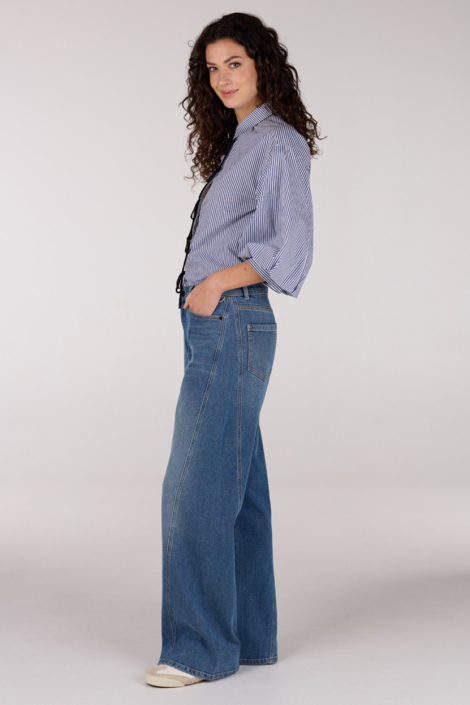 Juffrouw Jansen blauwe dames blouse