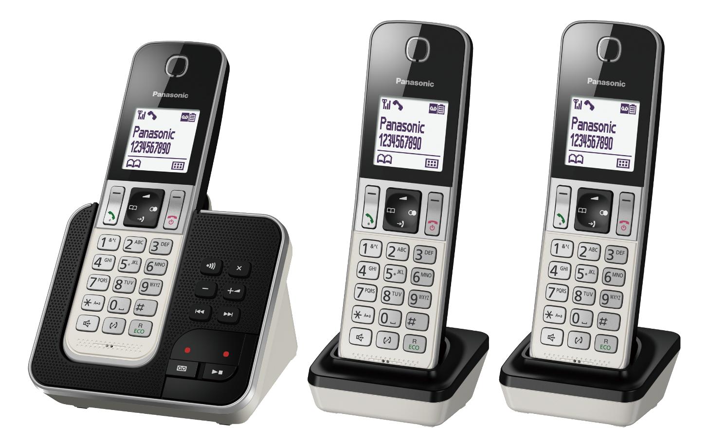 Schnurlostelefon KX-TGD323SLW Trio Schwarz/Silber<br>Grosses 3-fach DECT-Schnurlostelefon Set