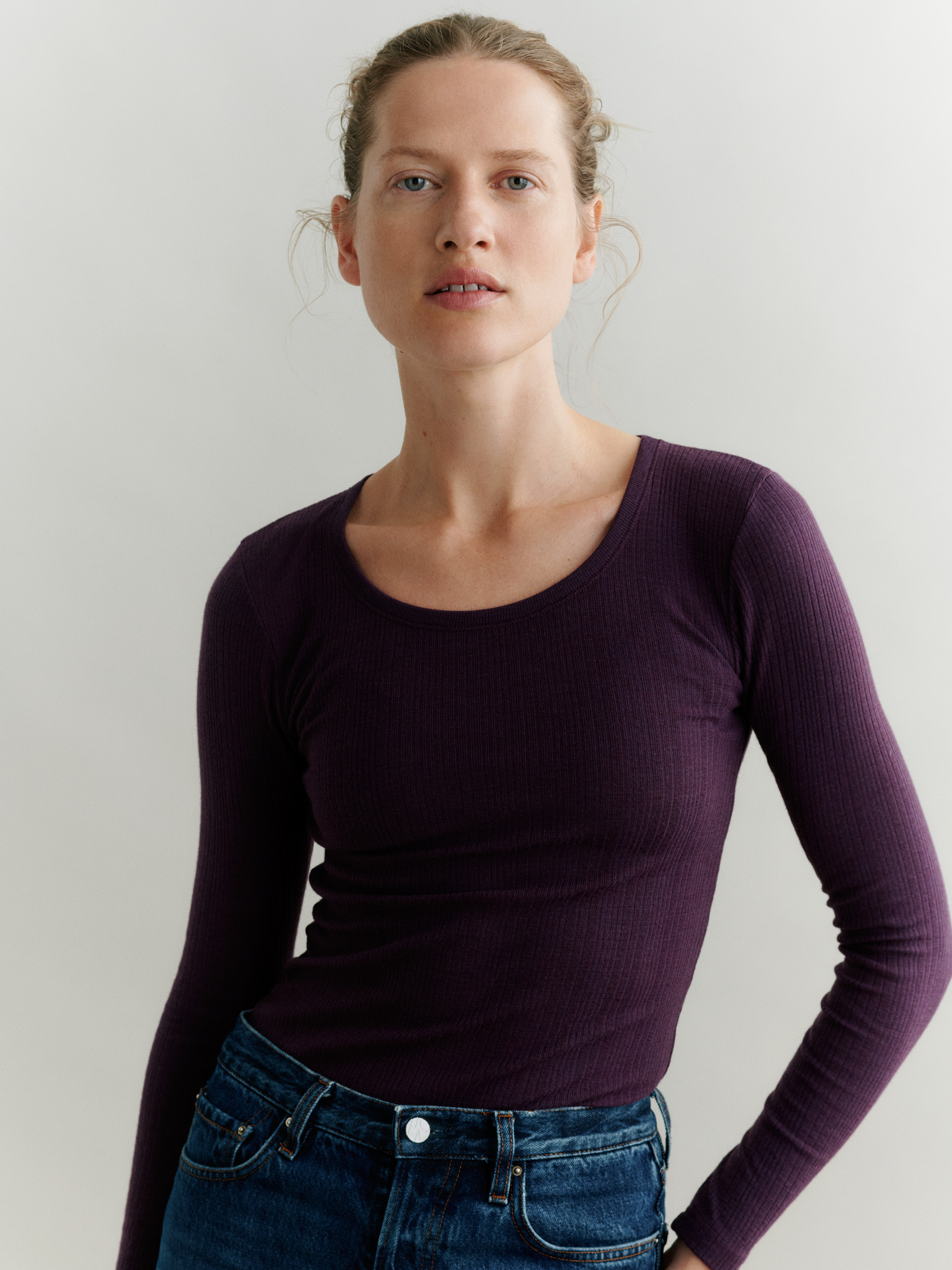 Shirt van merinowol voor dames in Zwart