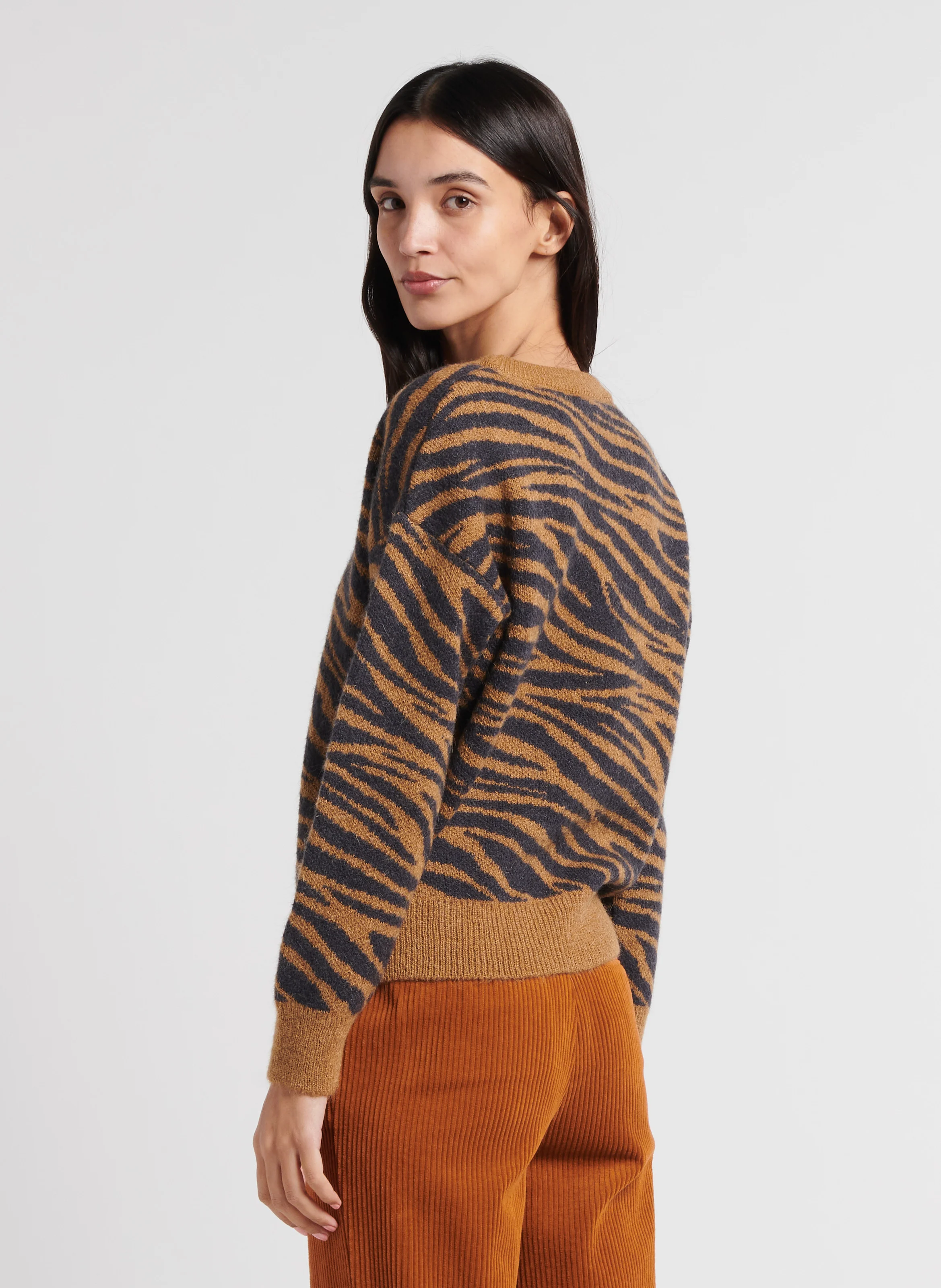 AMAZONE - Pull ample imprimé | Marron