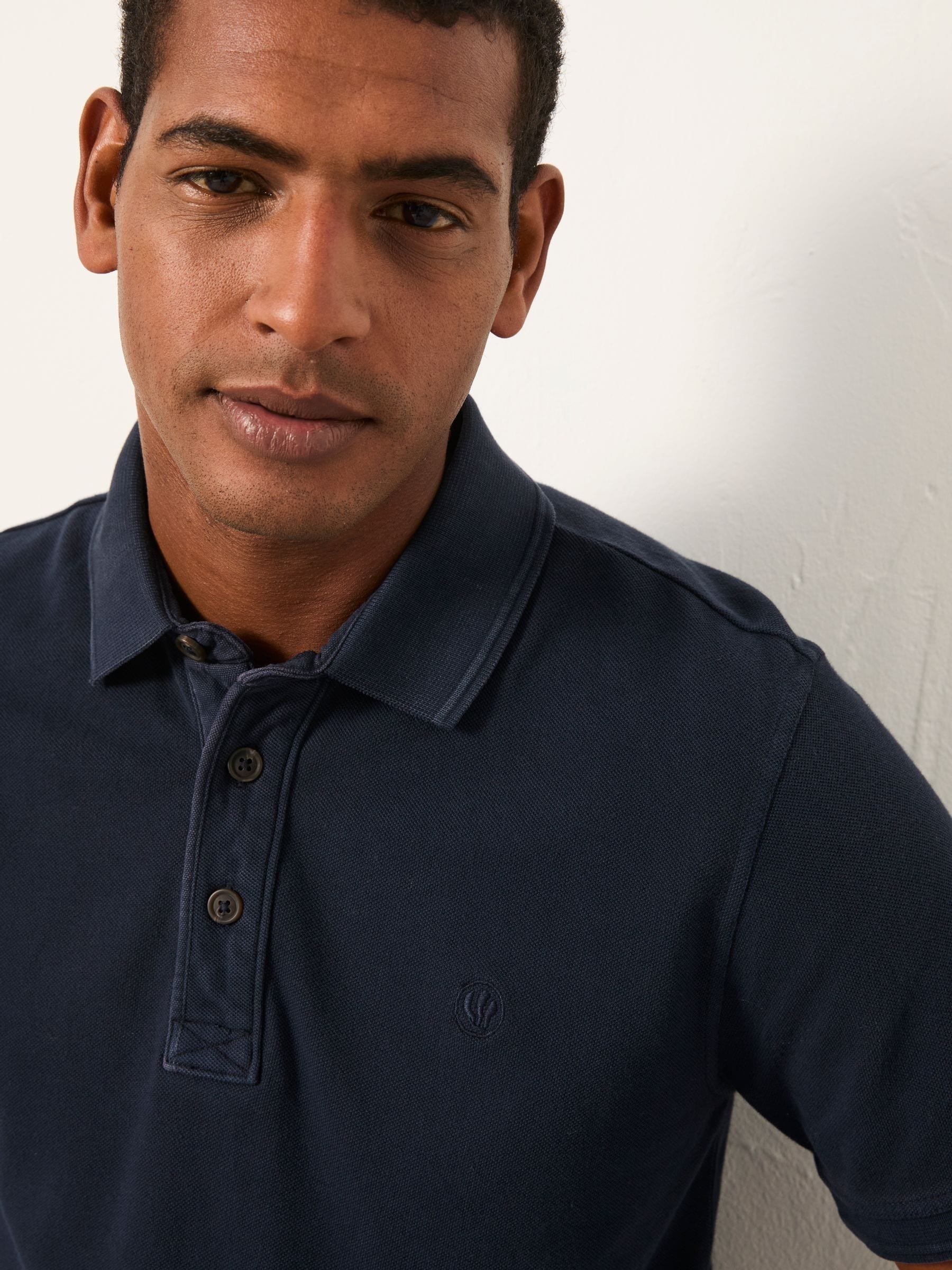 Marineblauw - FatFace - Piqué polo met korte mouwen