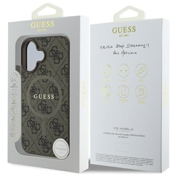 iPhone 16 MagSafe Leder Hardcase Hülle 4G Ring Classic Logo (GUHMP16SG4GFRW) - Braun