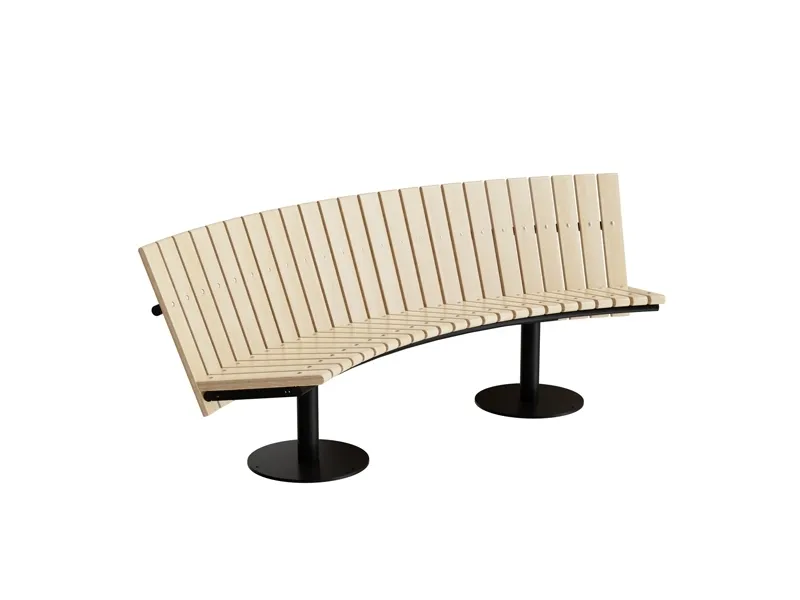 Sofa Cirkum, 60° buet høj, massiv eg, hvidt understel
