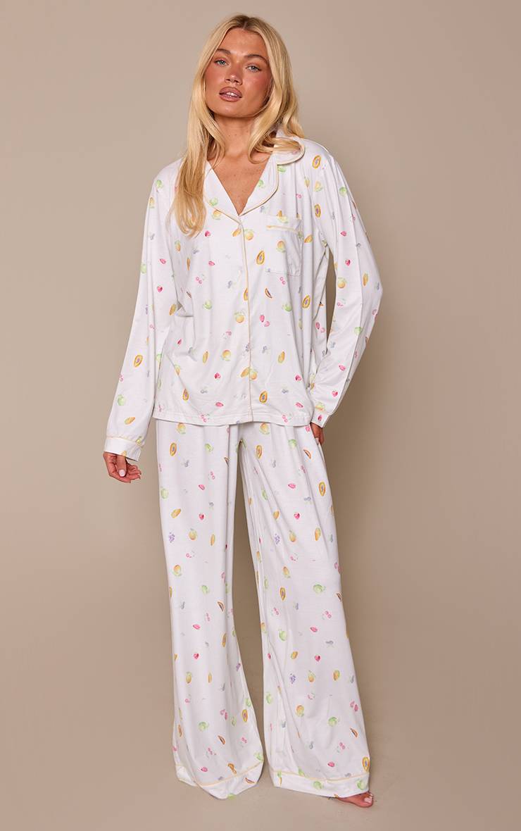 Butter Yellow Ensemble Pyjama Haut Manches Longues Et Pantalon En Jersey Doux Avec Passepoil