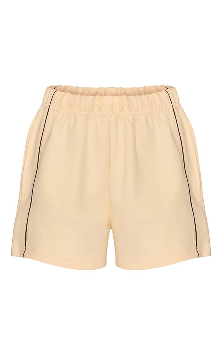 Butter Cream Short De Jogging En Jersey Interlock Avec Passepoil Décoratif Buttercream