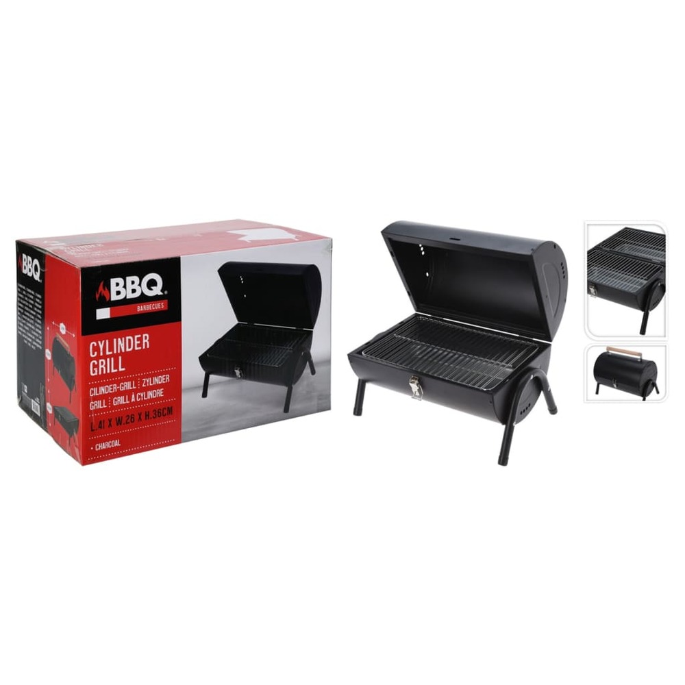 Barbecue forme de cylindre noir mat