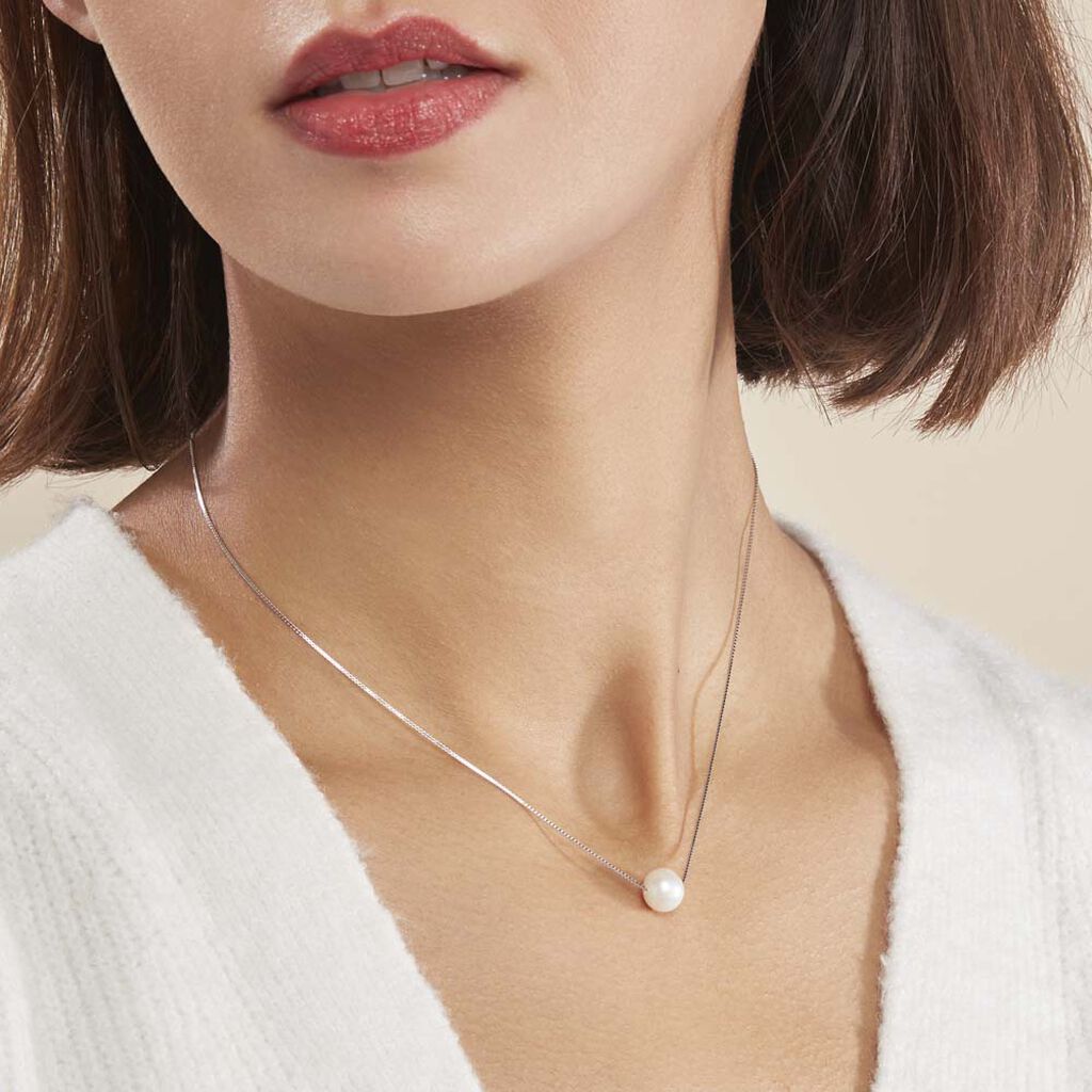 Collier Rada Maille Venitienne Argent Blanc Perle De Culture